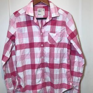 White/Pink AMERICAN EAGLE flannel long sleeve